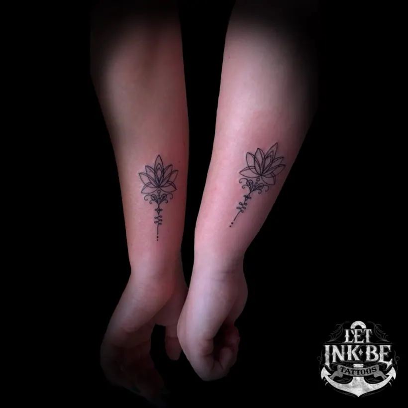 fine line tattoo lotus
