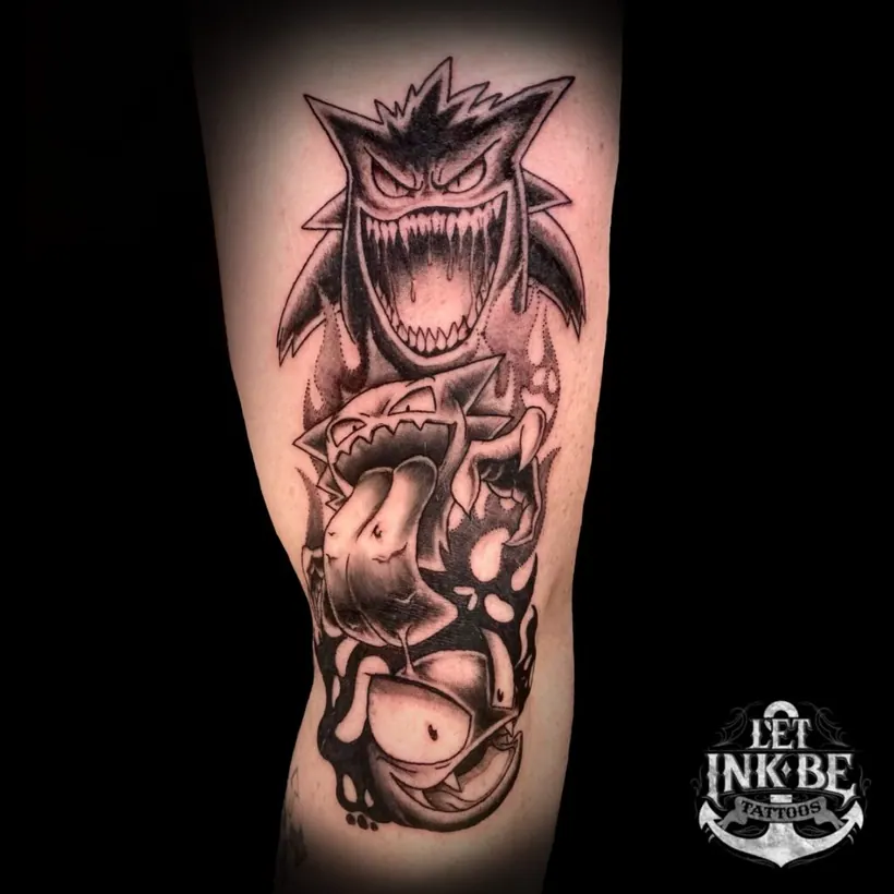 newschool tattoo pokemon gengar haunter gastly