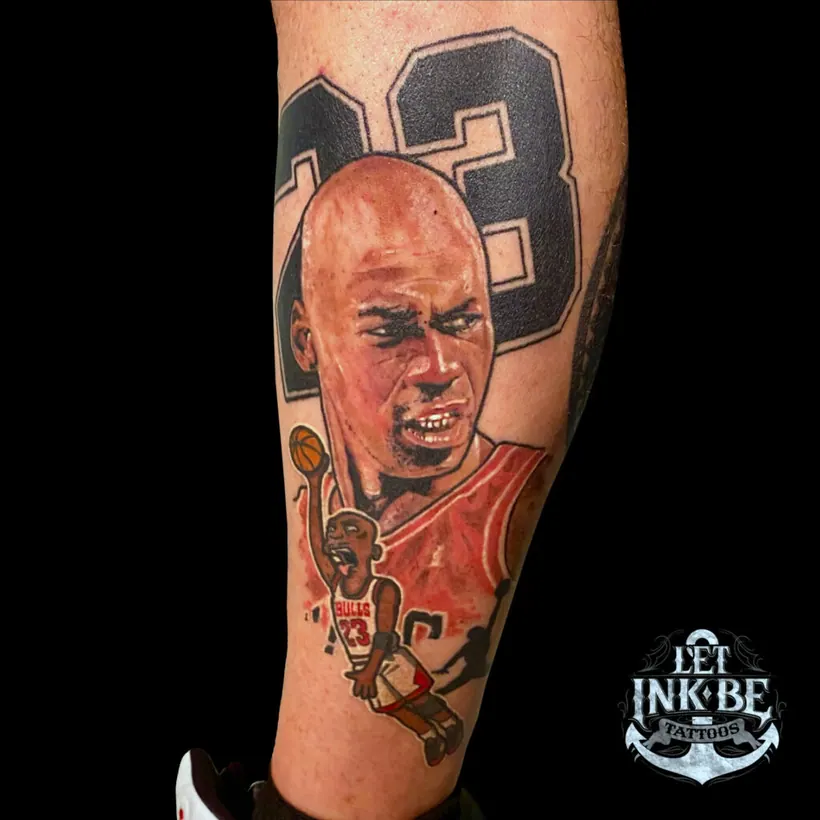 kleuren tattoo portret Michael Jordan